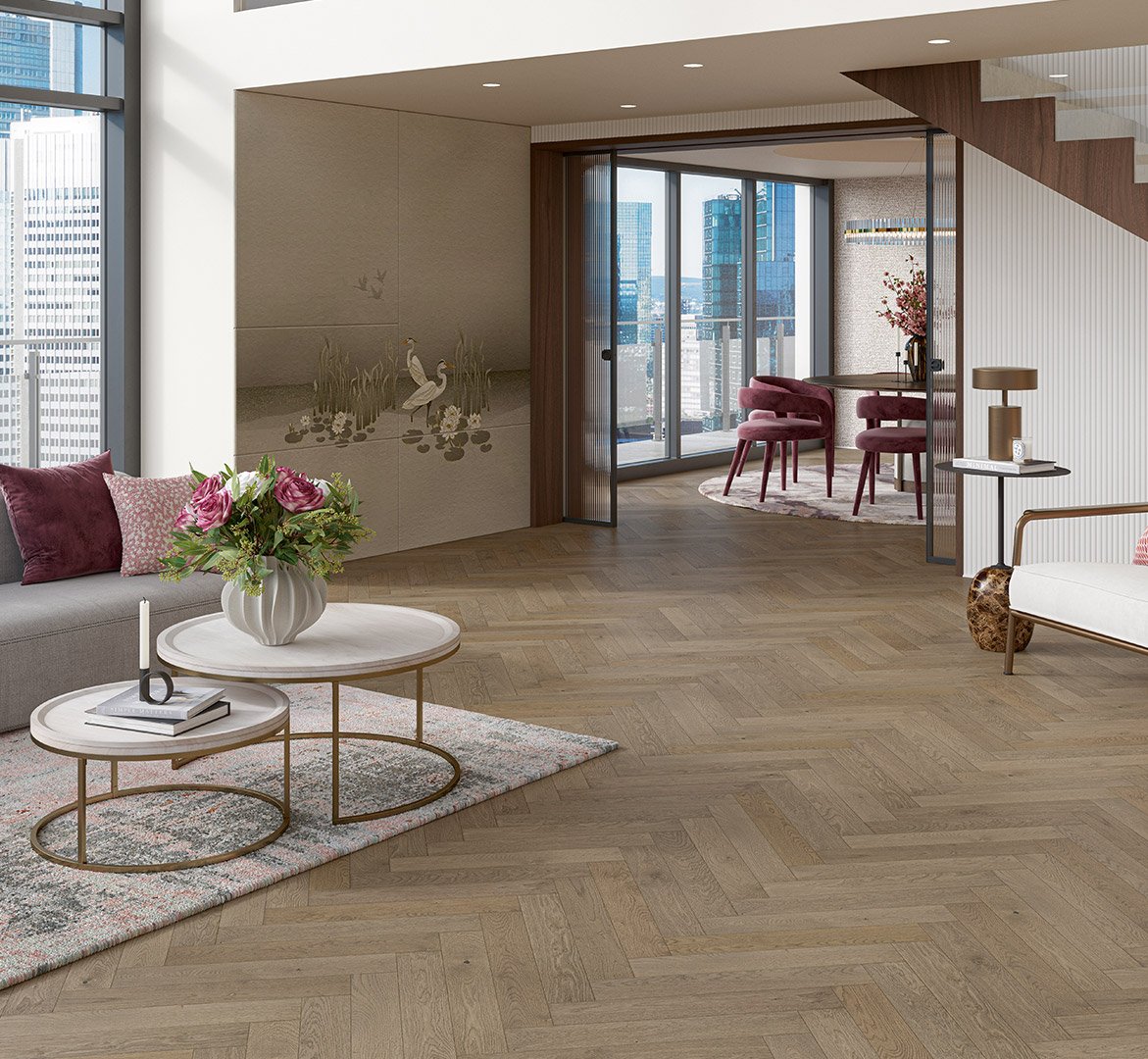 Medinės grindys herringbone Parador Oak Chalet grey 1748885